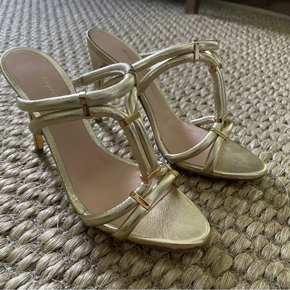 Rupert Sanderson Gold Bamboo Heels